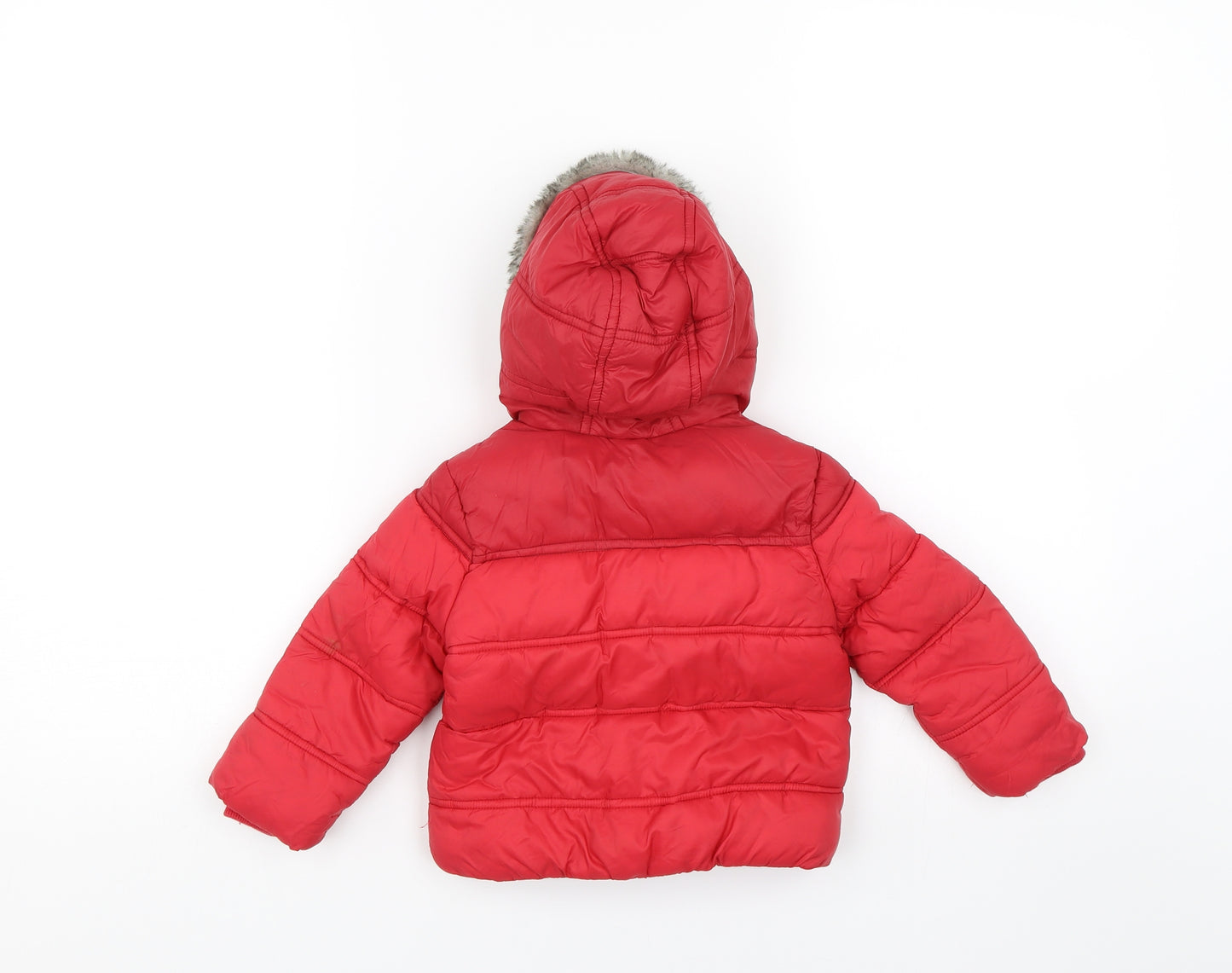 F&F Girls Red   Puffer Jacket Coat Size 9-12 Months