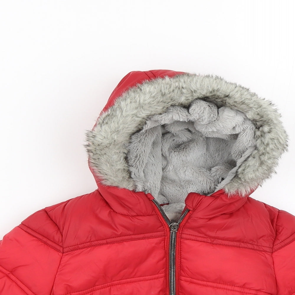 F&F Girls Red   Puffer Jacket Coat Size 9-12 Months