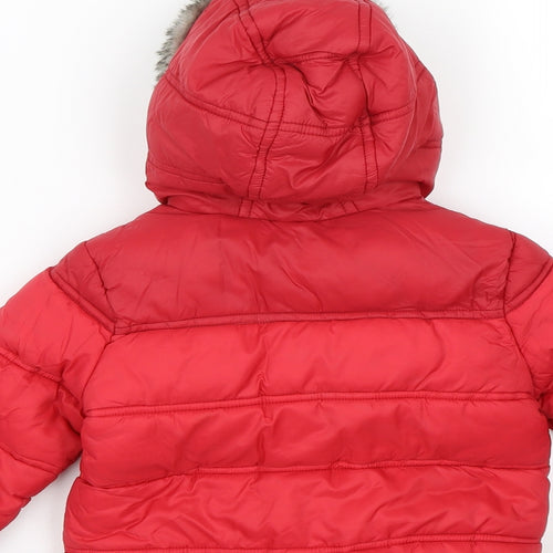 F&F Girls Red   Puffer Jacket Coat Size 9-12 Months