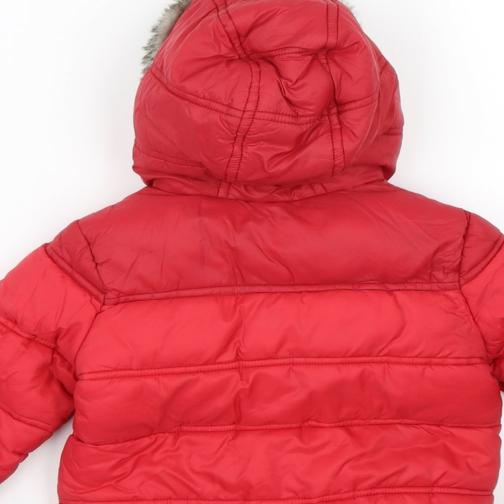 F&F Girls Red   Puffer Jacket Coat Size 9-12 Months