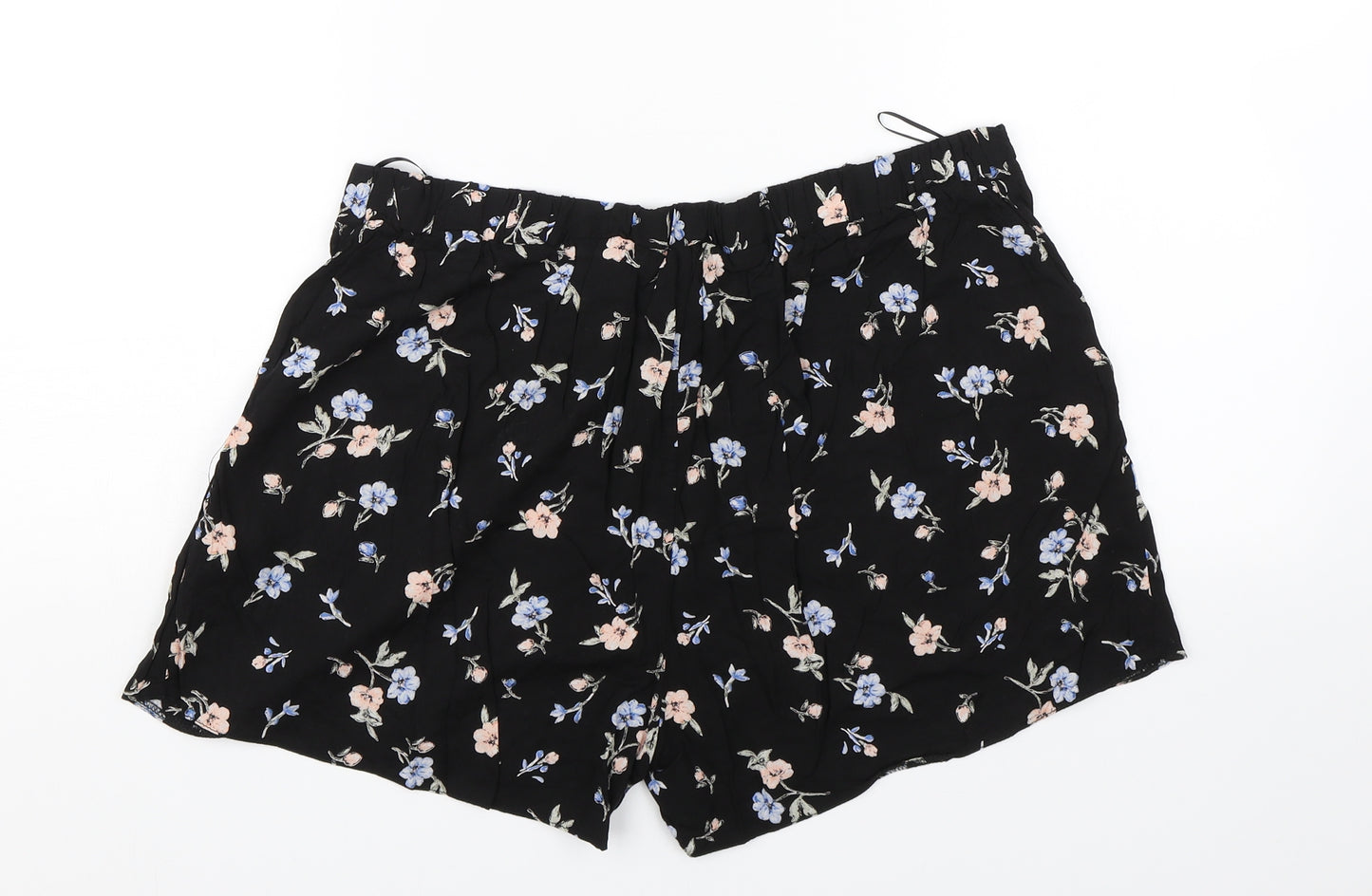 New Look Womens Black Floral  Paperbag Shorts Size 16 - Summer