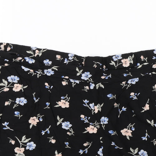 New Look Womens Black Floral  Paperbag Shorts Size 16 - Summer