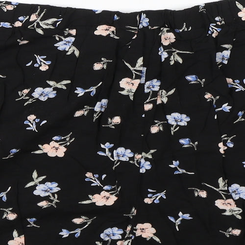 New Look Womens Black Floral  Paperbag Shorts Size 16 - Summer