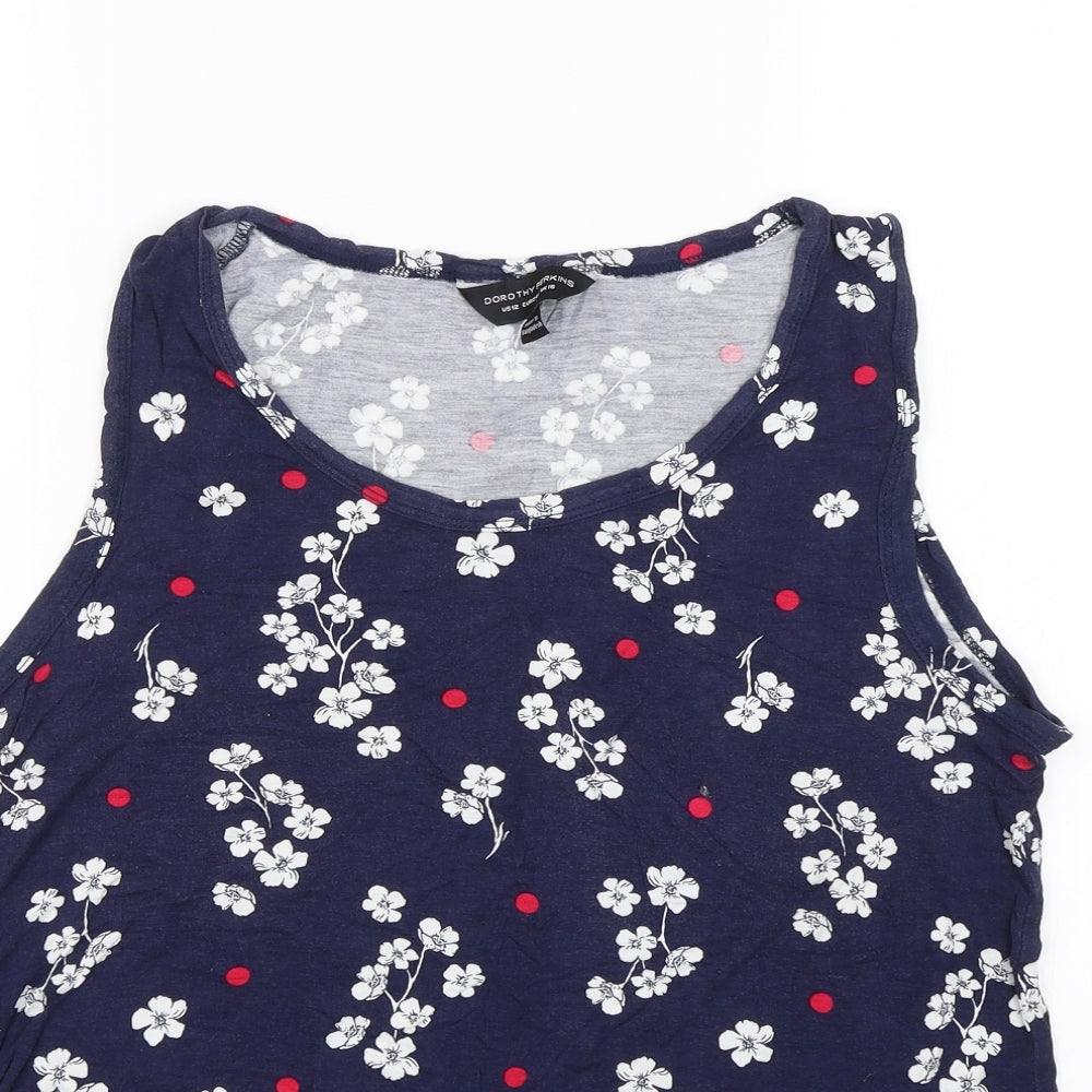 Dorothy Perkins Womens Blue Floral  Basic Tank Size 16  - Summer