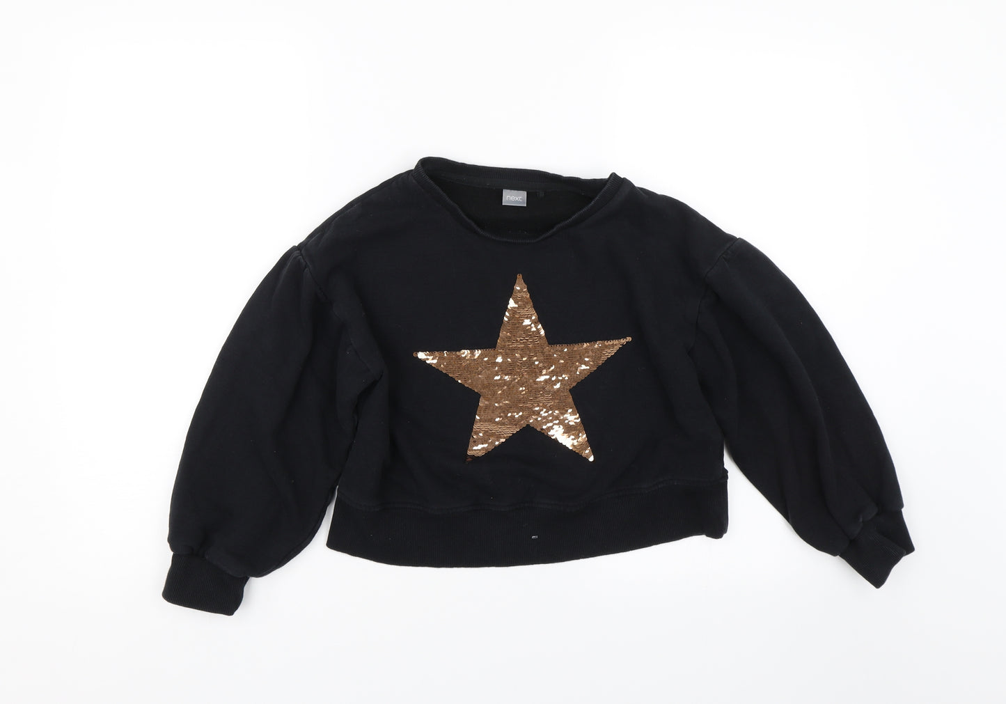 NEXT Girls Black   Pullover Sweatshirt Size 11 Years  - Cropped Jumper