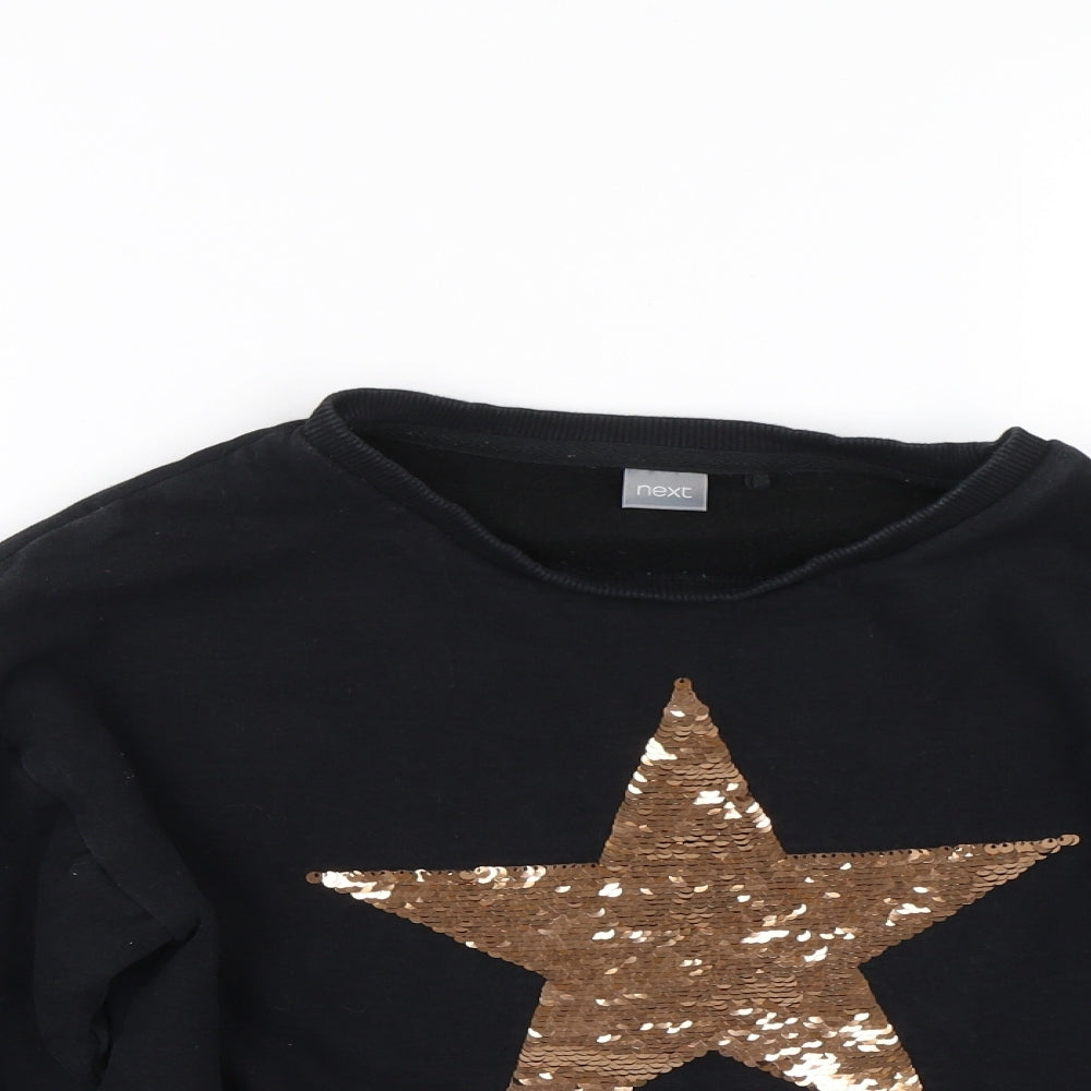 NEXT Girls Black   Pullover Sweatshirt Size 11 Years  - Cropped Jumper