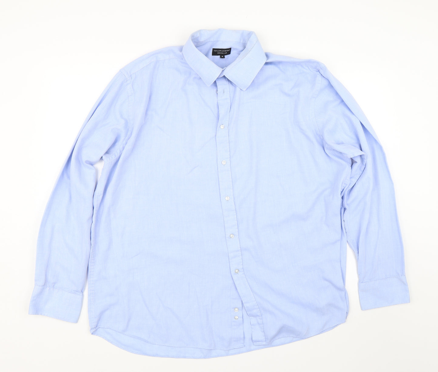 Taylor & Wright Mens Blue Herringbone   Dress Shirt Size L
