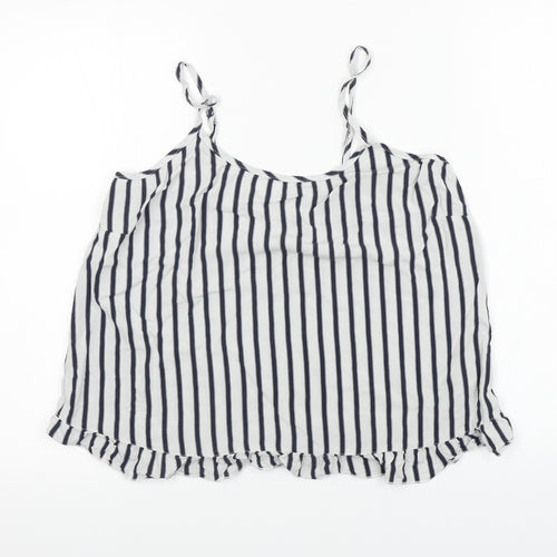 Time To Dream  Womens White Striped  Basic T-Shirt Size 12