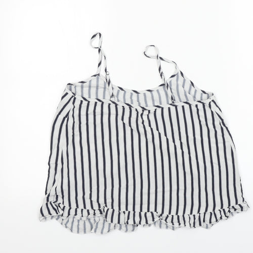Time To Dream  Womens White Striped  Basic T-Shirt Size 12
