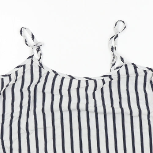 Time To Dream  Womens White Striped  Basic T-Shirt Size 12