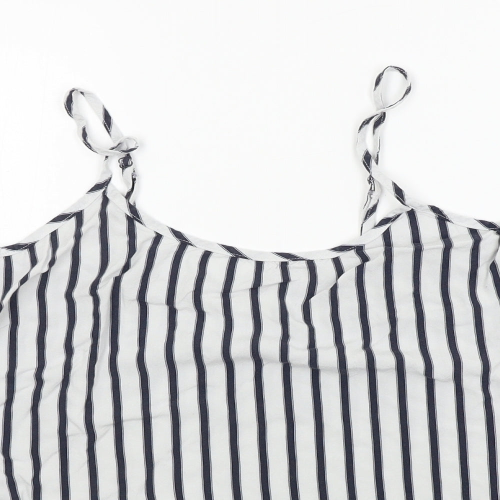 Time To Dream  Womens White Striped  Basic T-Shirt Size 12