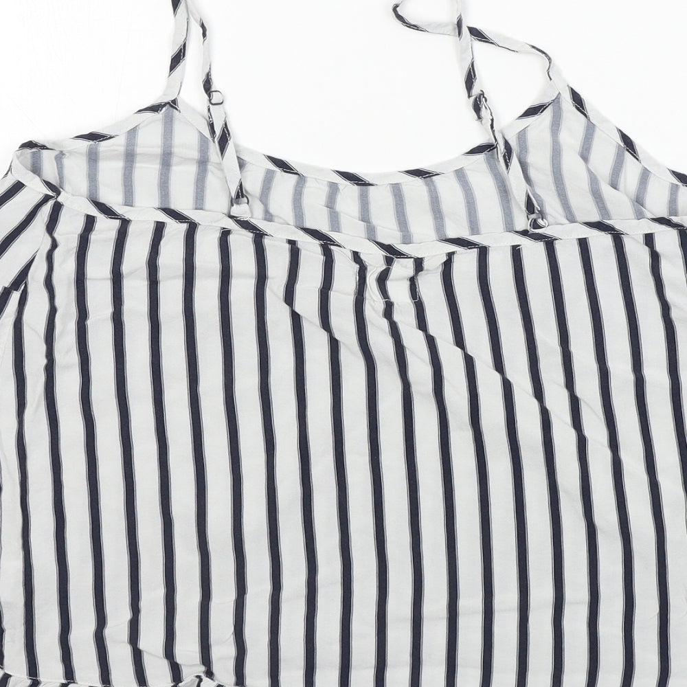 Time To Dream  Womens White Striped  Basic T-Shirt Size 12