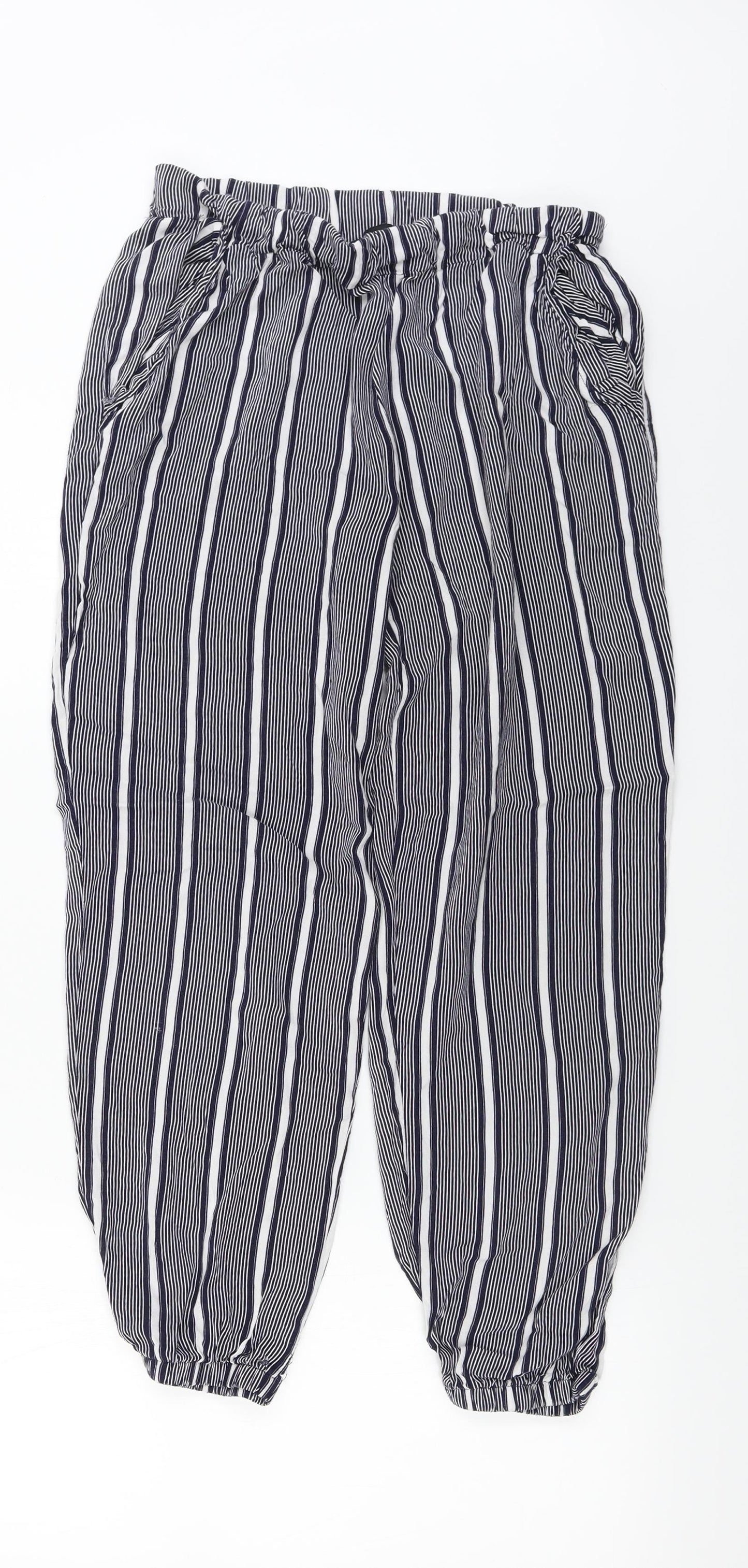Atmosphere  Womens Black Striped  Trousers  Size 12 L22 in