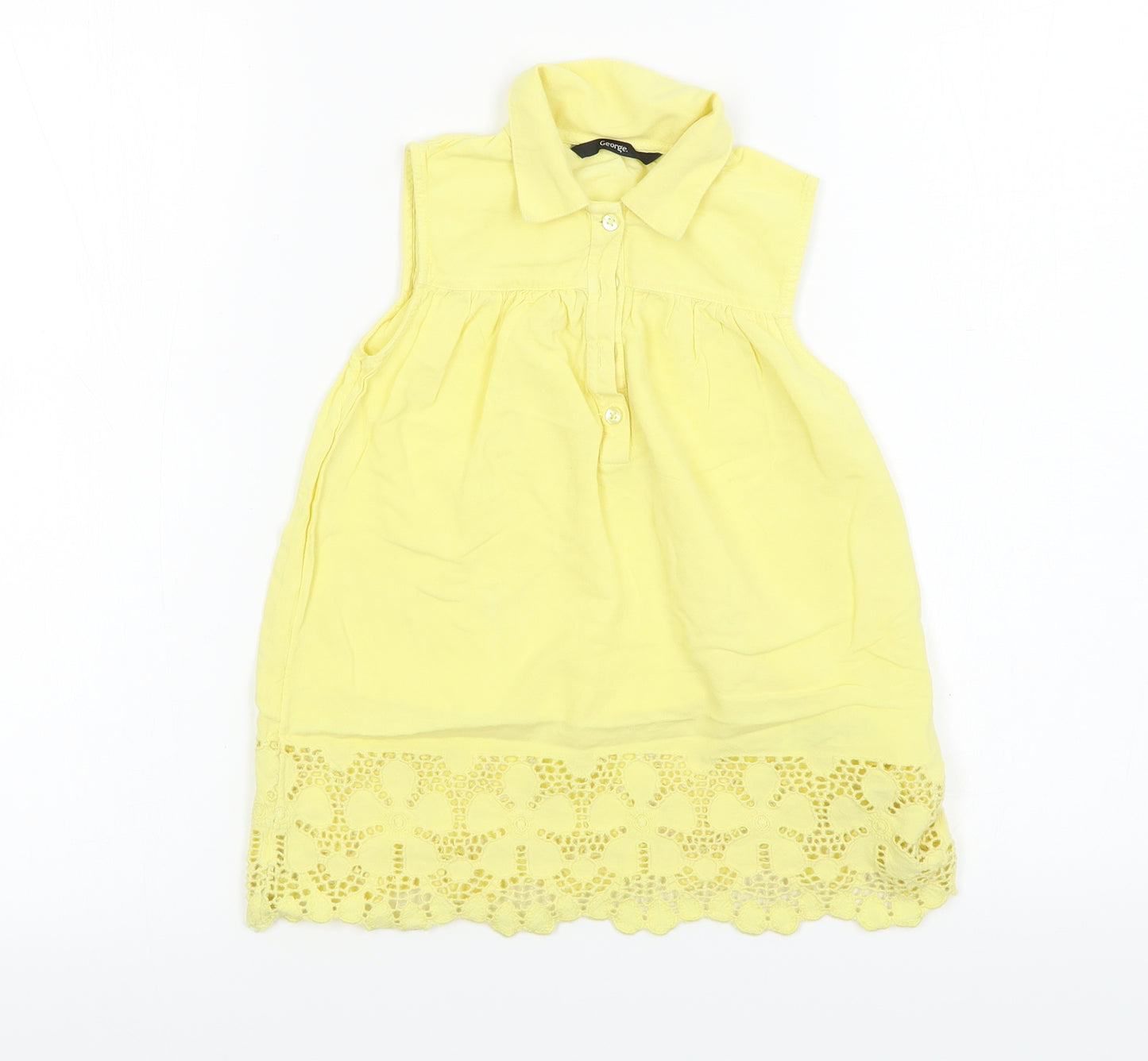 George  Girls Yellow   Basic T-Shirt Size 6-7 Years