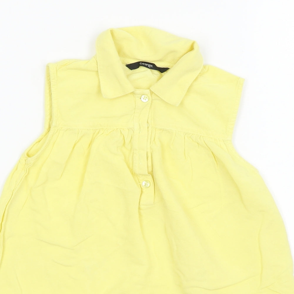 George  Girls Yellow   Basic T-Shirt Size 6-7 Years