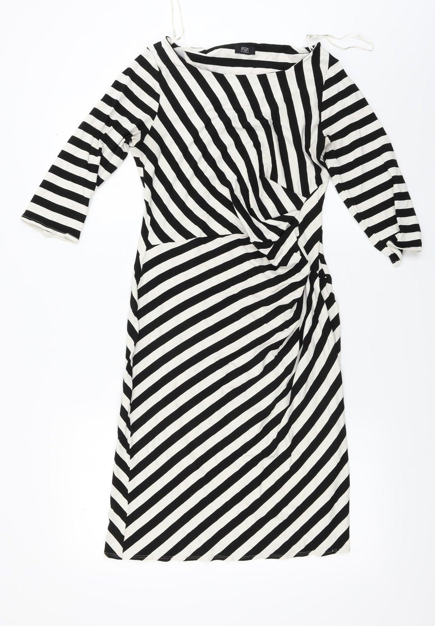 F&F  Womens White Striped  Bodycon  Size 16