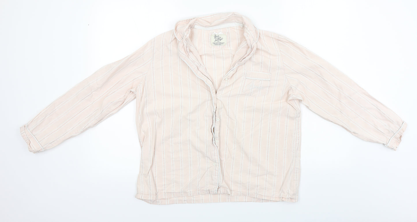 love to lounge       Womens Pink Striped  Basic Button-Up Size L