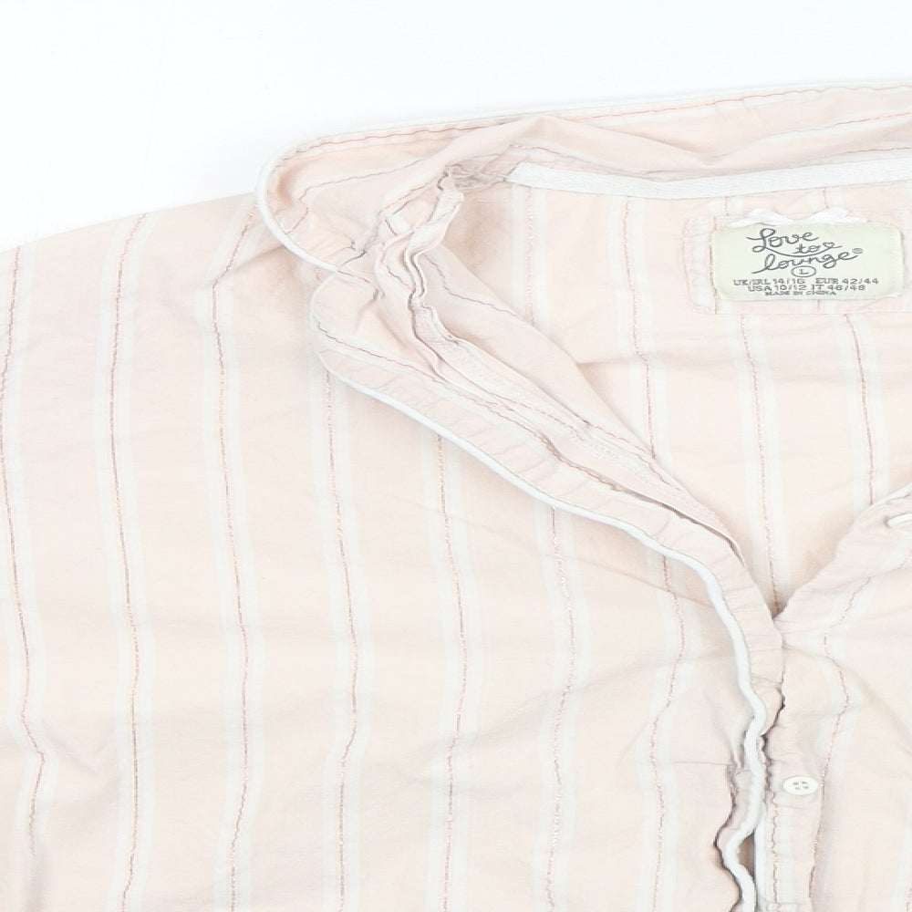 love to lounge       Womens Pink Striped  Basic Button-Up Size L