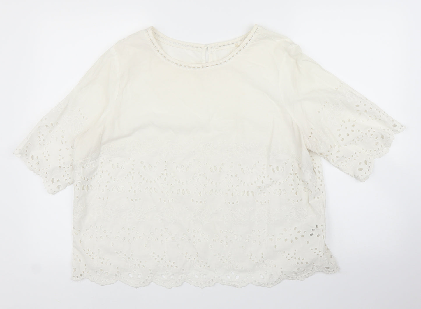 M&S Womens White Floral  Basic Blouse Size 20