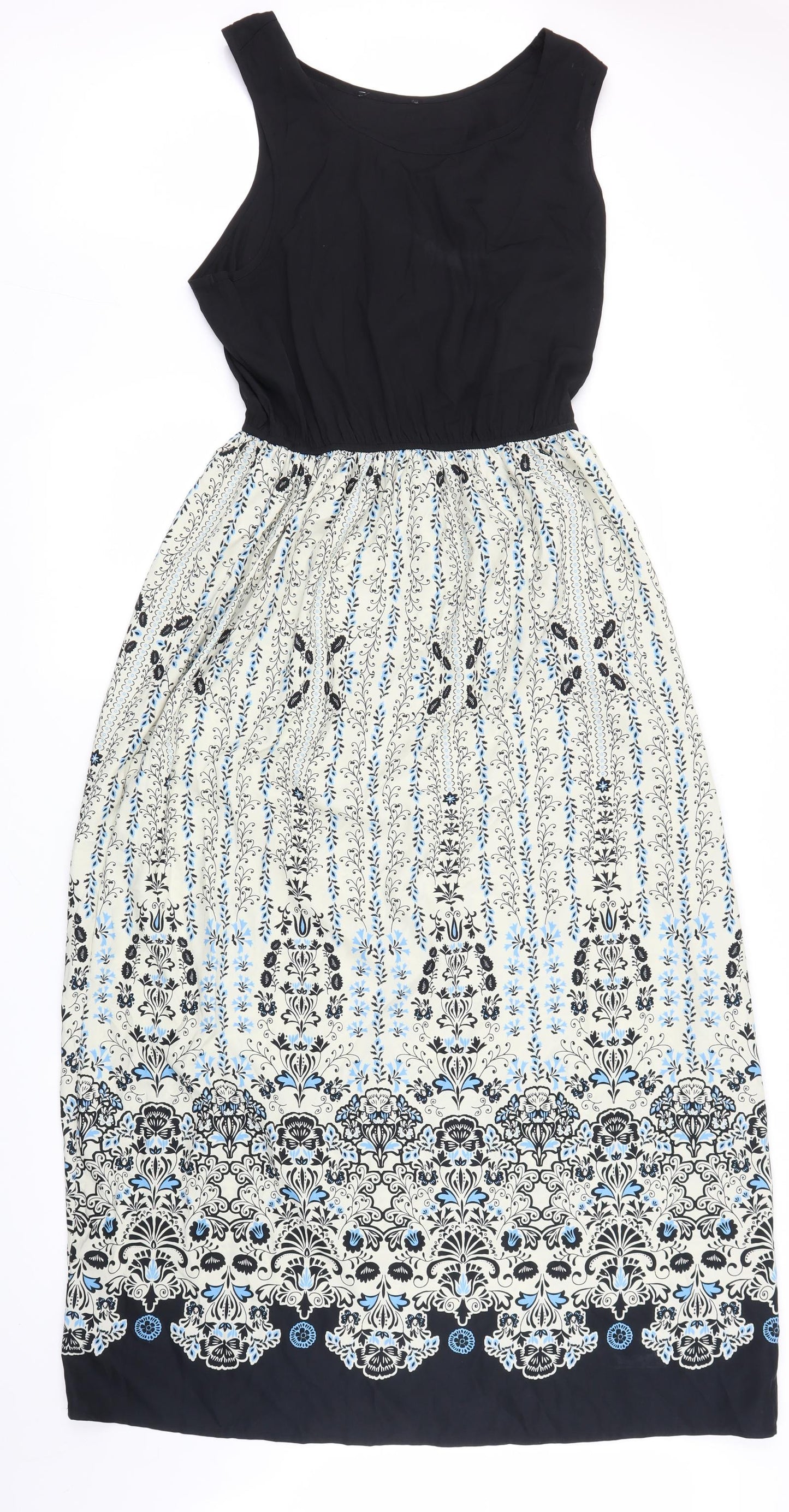 Preworn Womens Black Paisley  A-Line  Size M