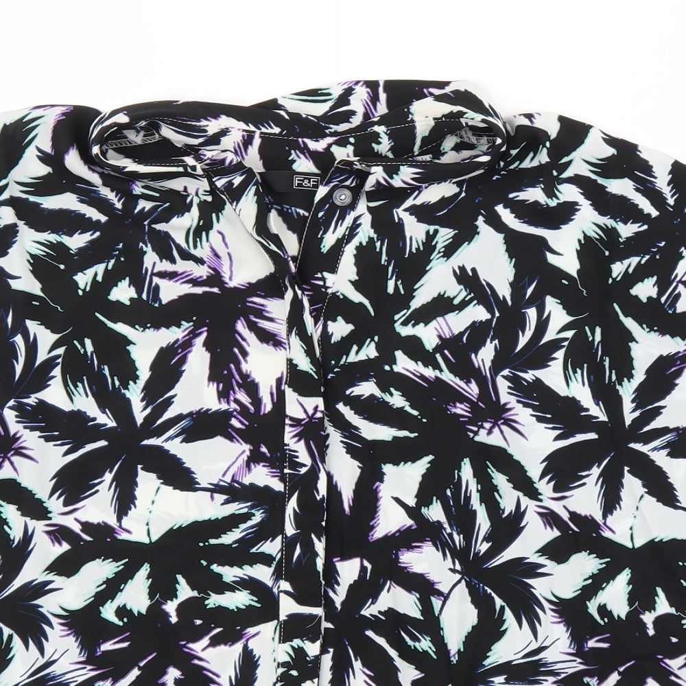 F&F Womens Black Floral  Basic Blouse Size 16
