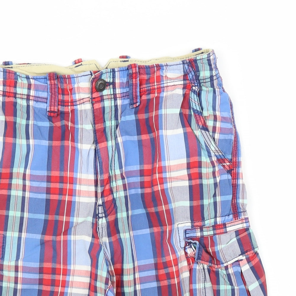 H&M Boys Red Plaid  Cargo Shorts Size 13 Years