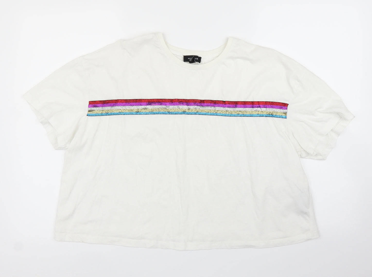 New Look Womens White   Cropped T-Shirt Size 18