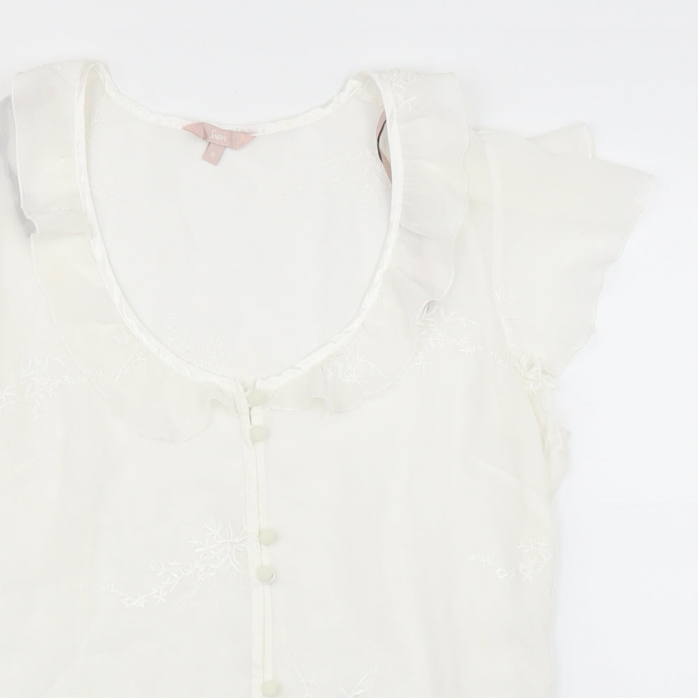 Soon Womens White Floral  Basic Blouse Size 18