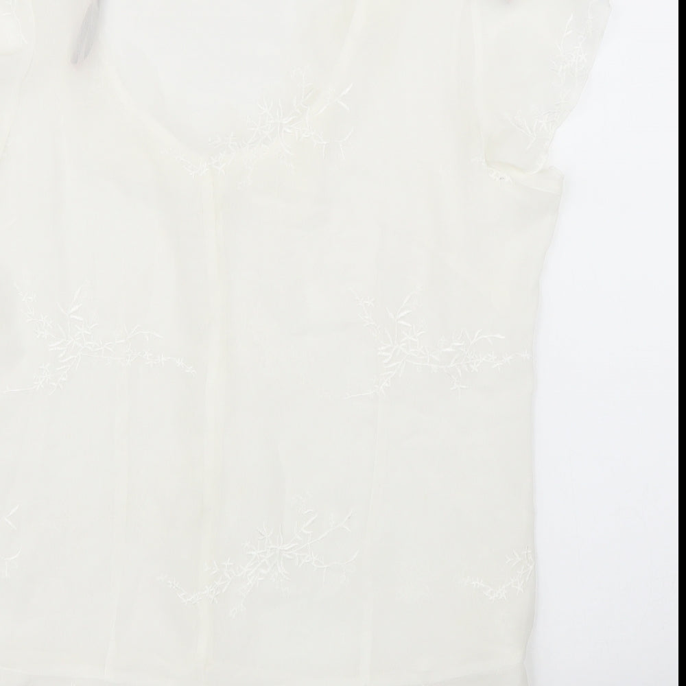 Soon Womens White Floral  Basic Blouse Size 18