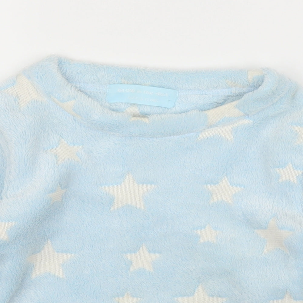 Glow in the Dark Girls Blue Solid Fleece Capri Pyjama Set Size 2-3 Years  - Stars