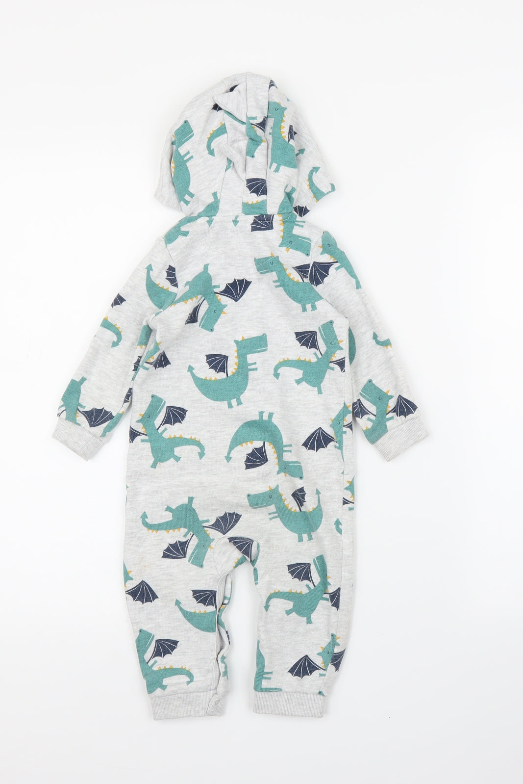 F&F Baby Grey   Babygrow One-Piece Size 9-12 Months  - Dragon