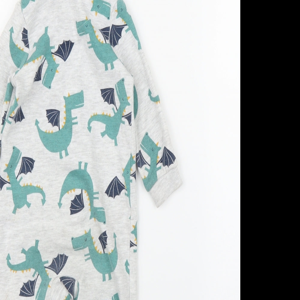 F&F Baby Grey   Babygrow One-Piece Size 9-12 Months  - Dragon