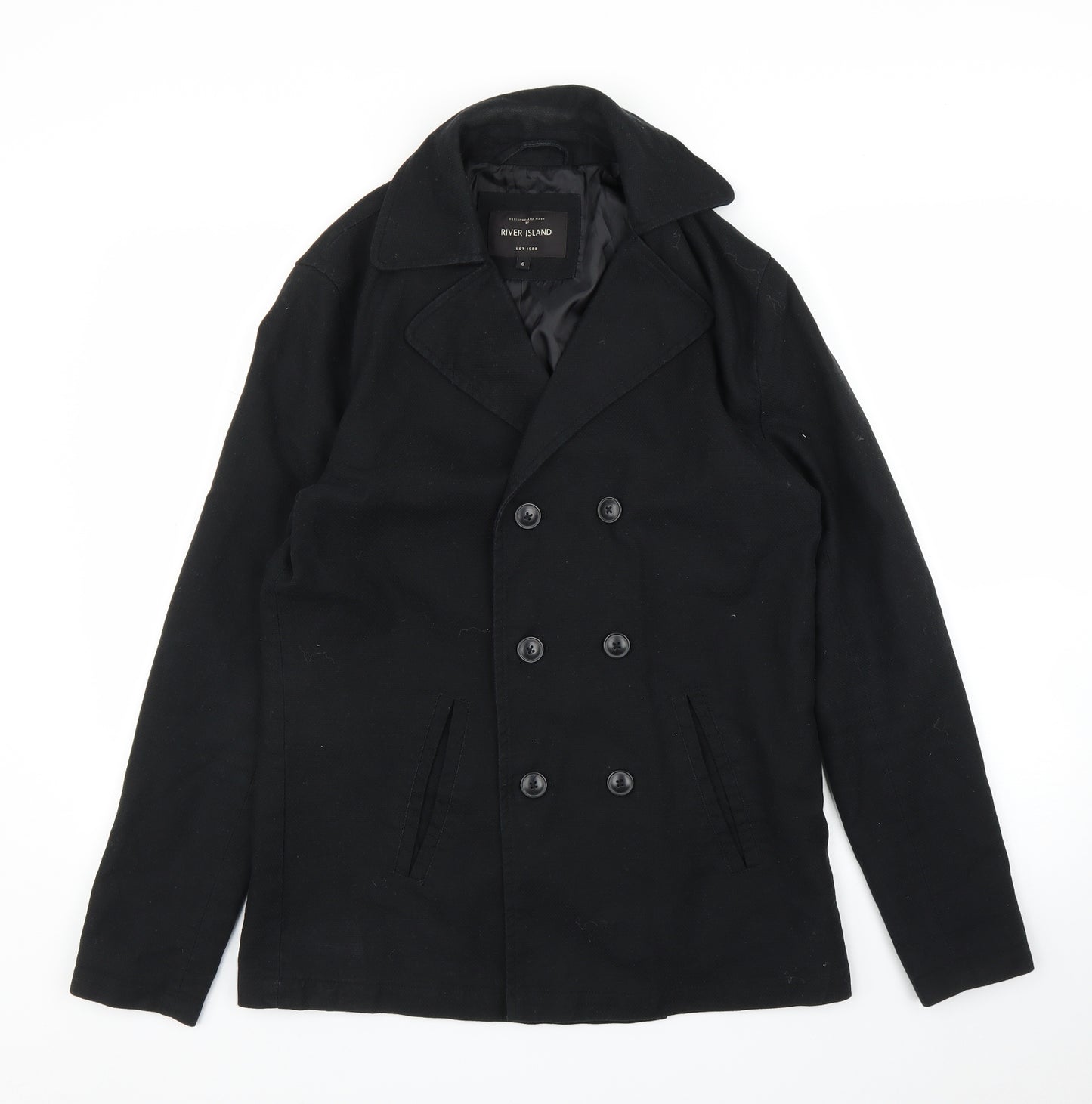 River Island Womens Black   Pea Coat Coat Size S