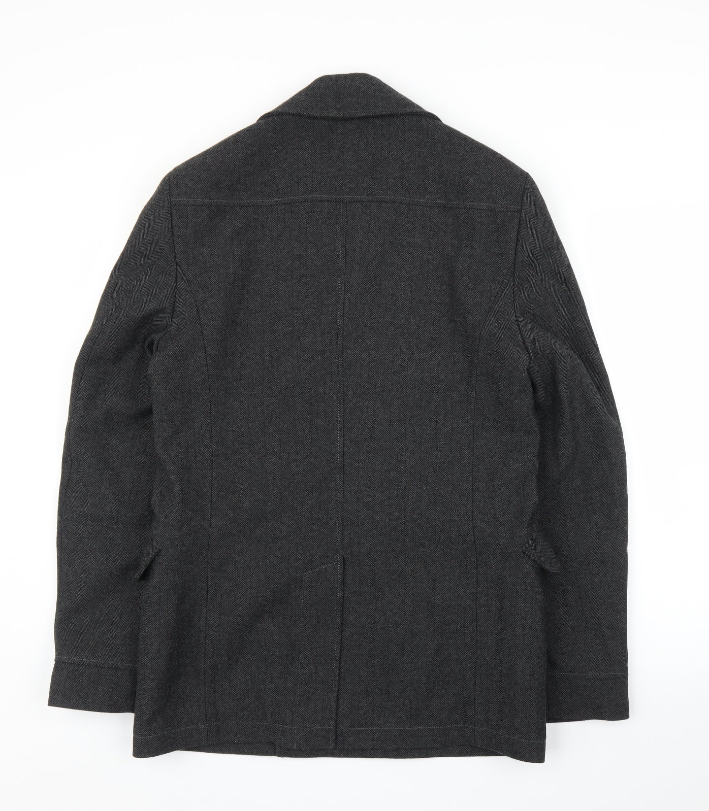 NEXT Mens Grey Herringbone  Pea Coat Jacket Size S