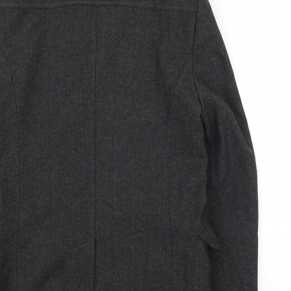 NEXT Mens Grey Herringbone  Pea Coat Jacket Size S