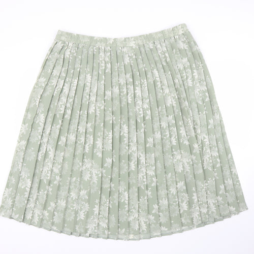 Bonmarché Womens Green Floral  Pleated Skirt Size 24