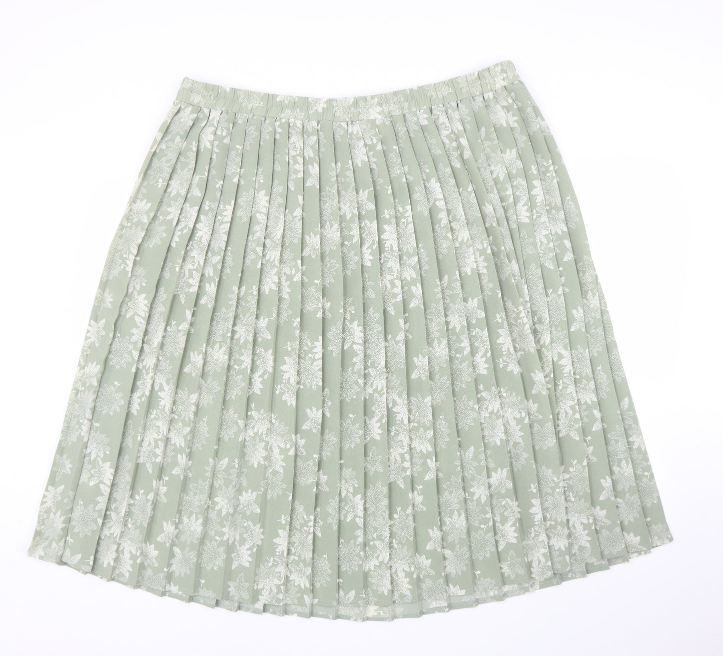 Bonmarché Womens Green Floral  Pleated Skirt Size 24