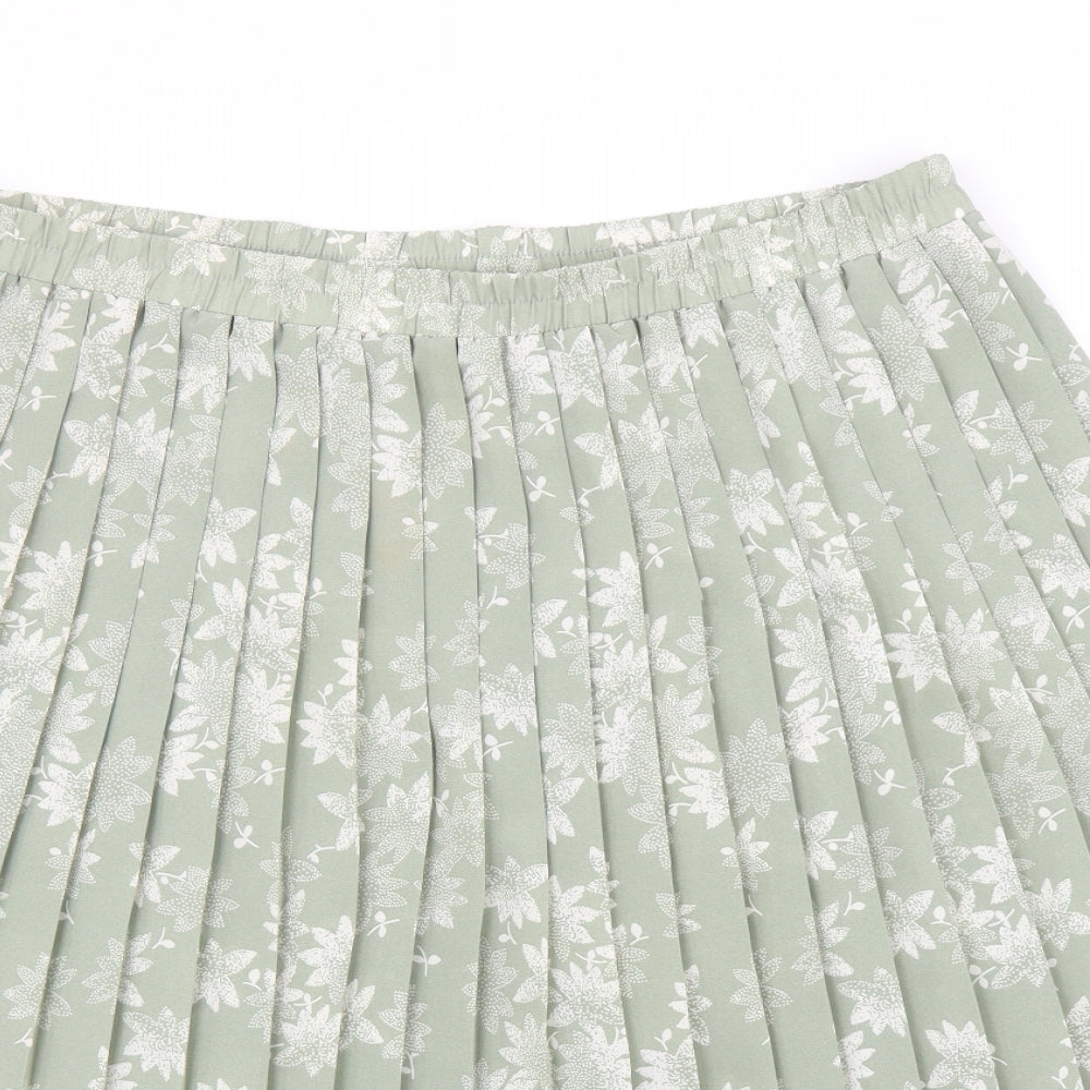 Bonmarché Womens Green Floral  Pleated Skirt Size 24