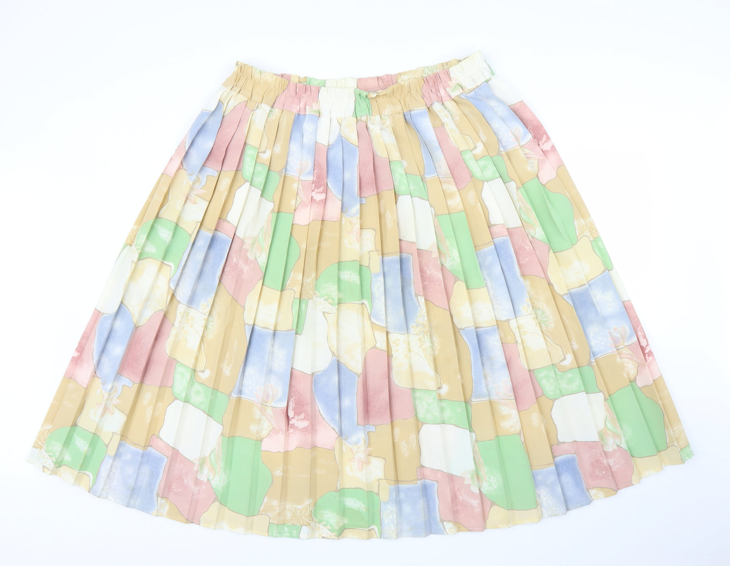Preworn Womens Beige Floral  Pleated Skirt Size XL