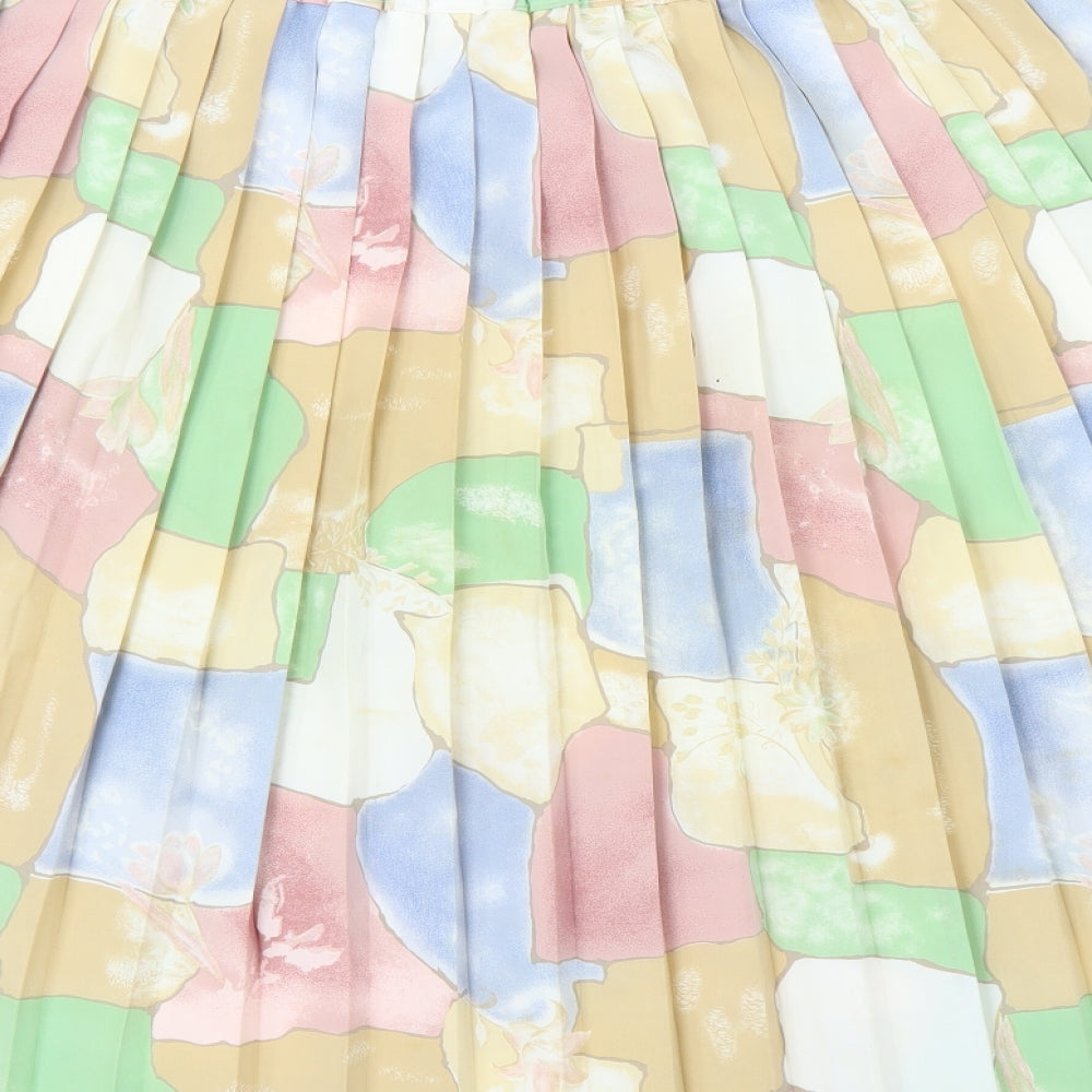 Preworn Womens Beige Floral  Pleated Skirt Size XL