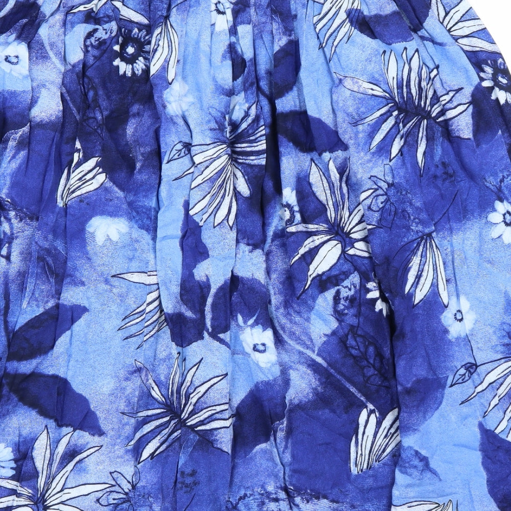 Berkertex Womens Blue Floral  A-Line Skirt Size 24