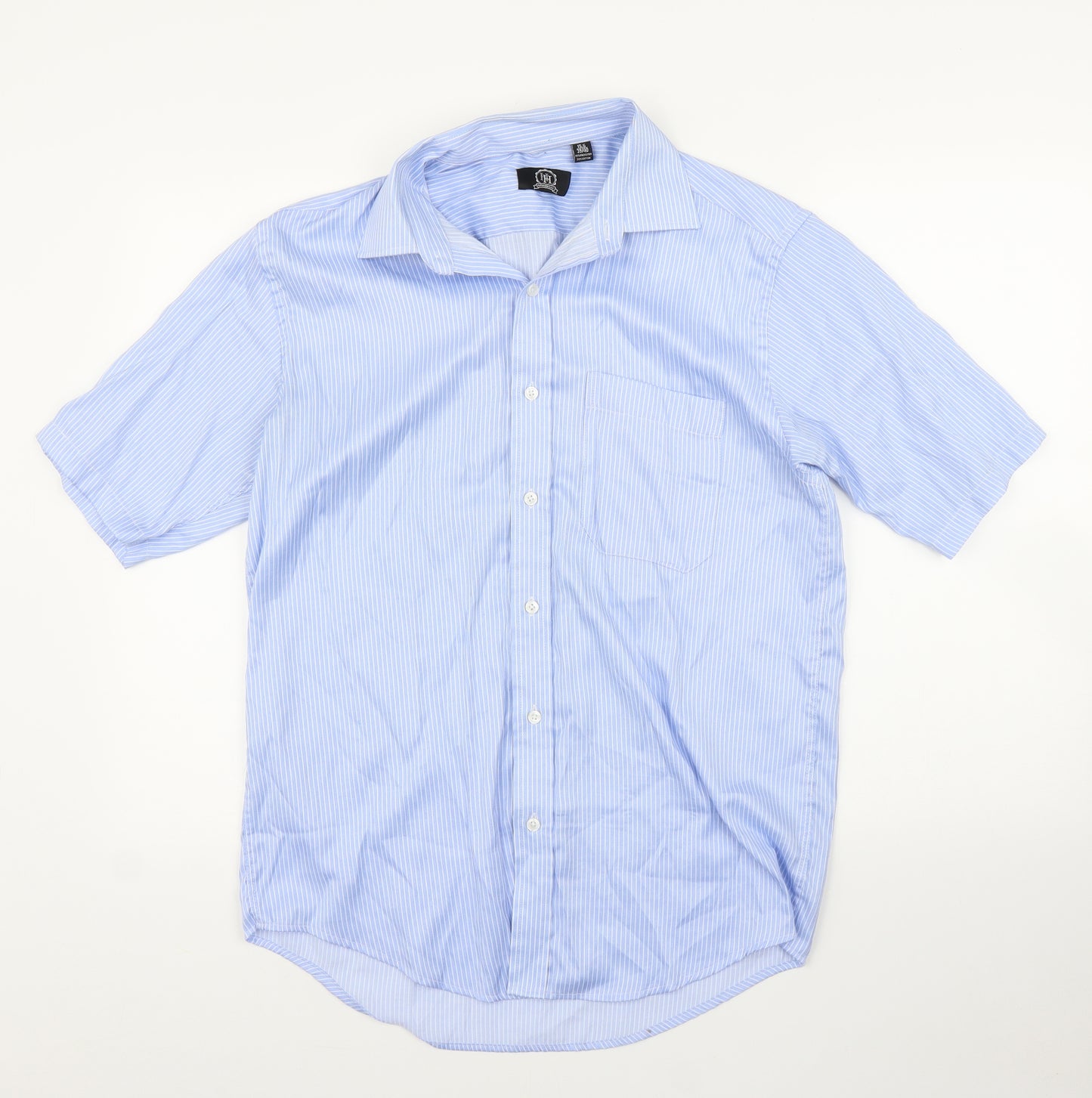 Hudson Harbour Mens Blue Striped   Button-Up Size 15.5