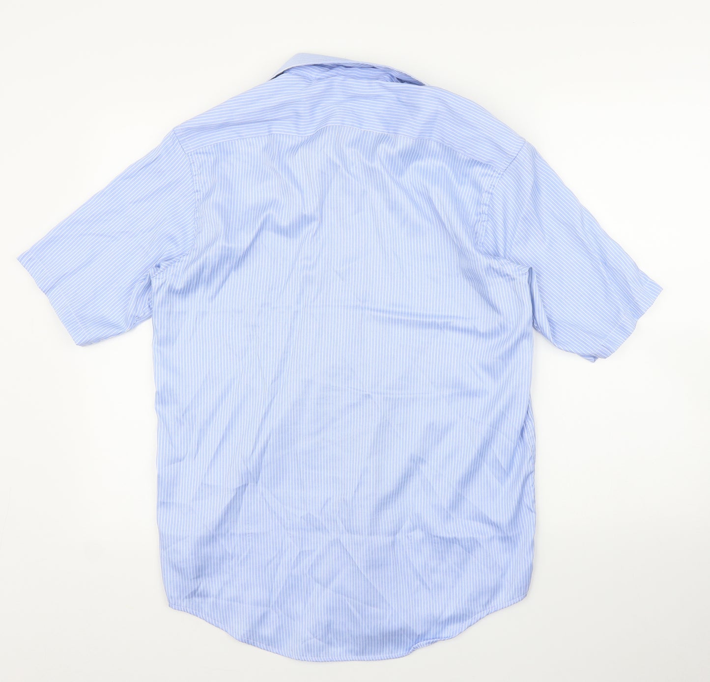 Hudson Harbour Mens Blue Striped   Button-Up Size 15.5