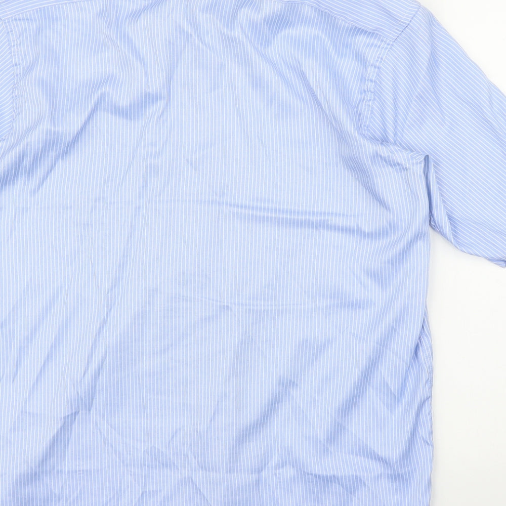 Hudson Harbour Mens Blue Striped   Button-Up Size 15.5