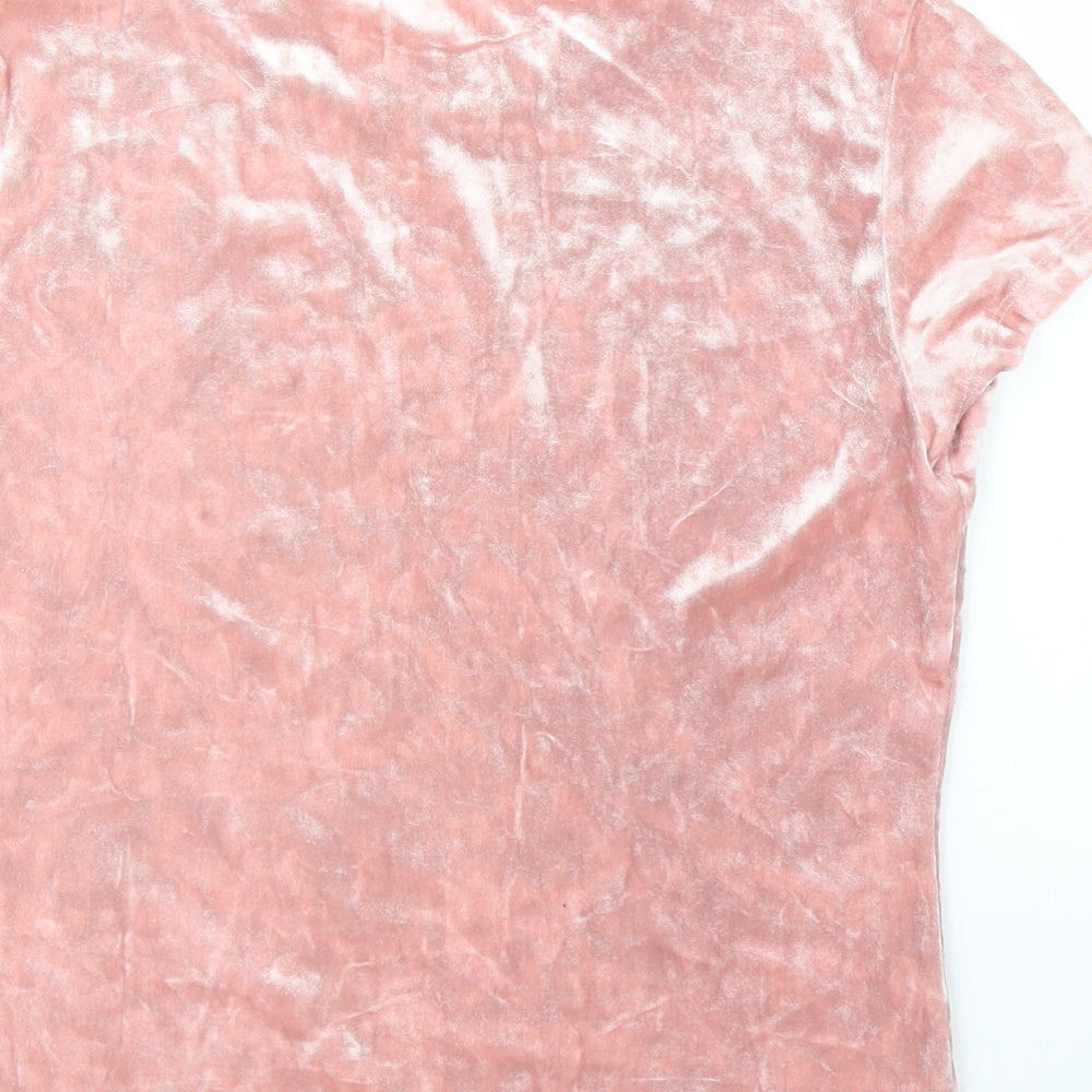 H&M Girls Pink  Velvet Basic T-Shirt Size M