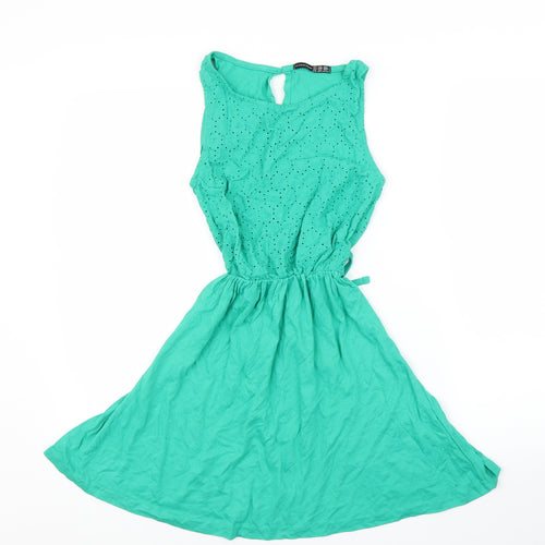 Primark Womens Green Floral  A-Line  Size 6