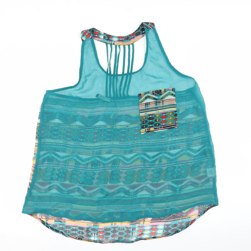 Primark Womens Blue Geometric  Basic Blouse Size 14