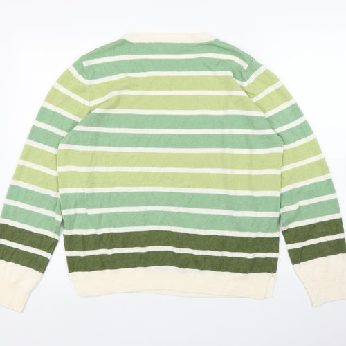 M&S Womens Green Striped  Pullover Jumper Size 16
