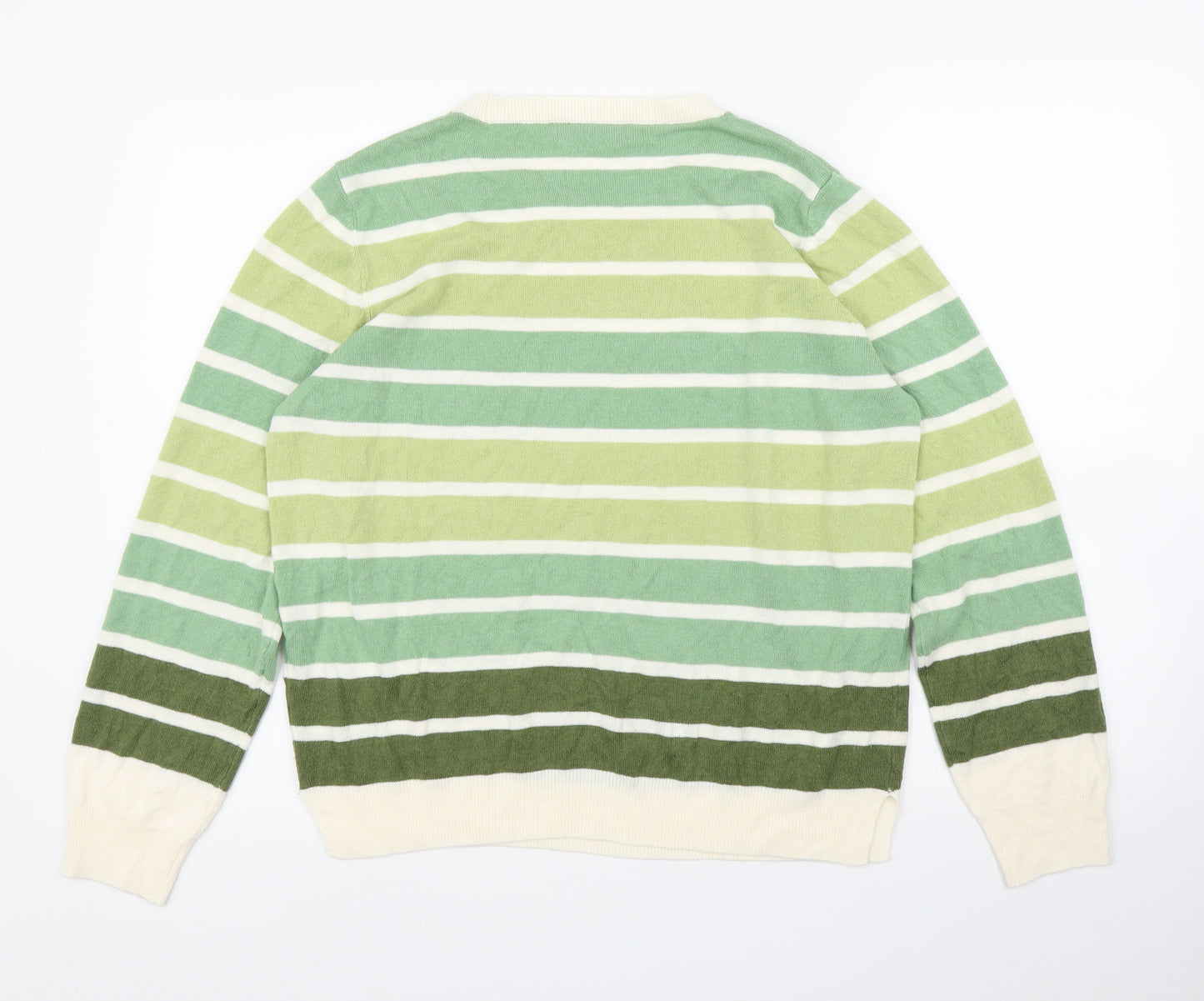 M&S Womens Green Striped  Pullover Jumper Size 16