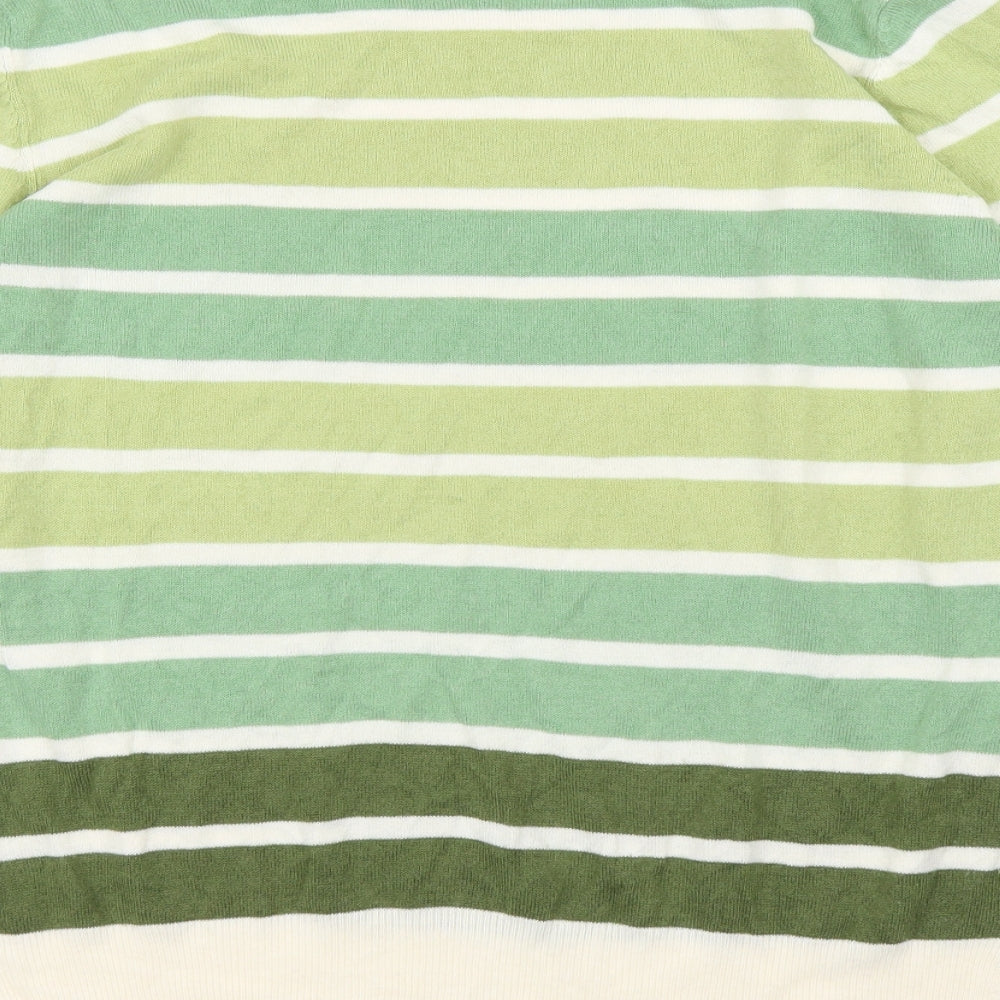 M&S Womens Green Striped  Pullover Jumper Size 16